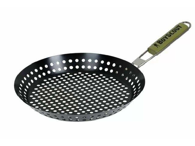 BOYSCOUT Жаровня для морепродуктов и овощей с АНТИПРИГАРНЫМ покрытием, складной ручкой, 53х Ø30х3 см